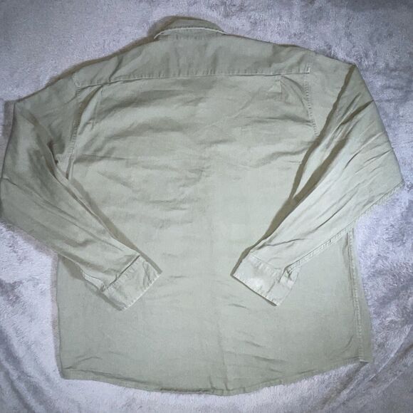 Wrangler Men Button Up Shirt 2XL Green Long Sleeve Pockets Collar Flex Comfort - Picture 7 of 10
